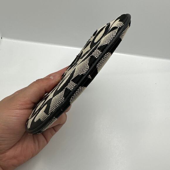 COACH Black and Gray Signature Canvas Coin Purse w/ Keychain - Picture 3 of 8